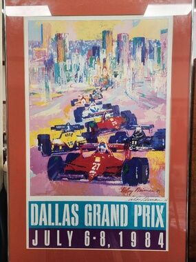 Leroy Neiman Signed Dallas Gran Prix Formula 1 Racing Poster - July 1984